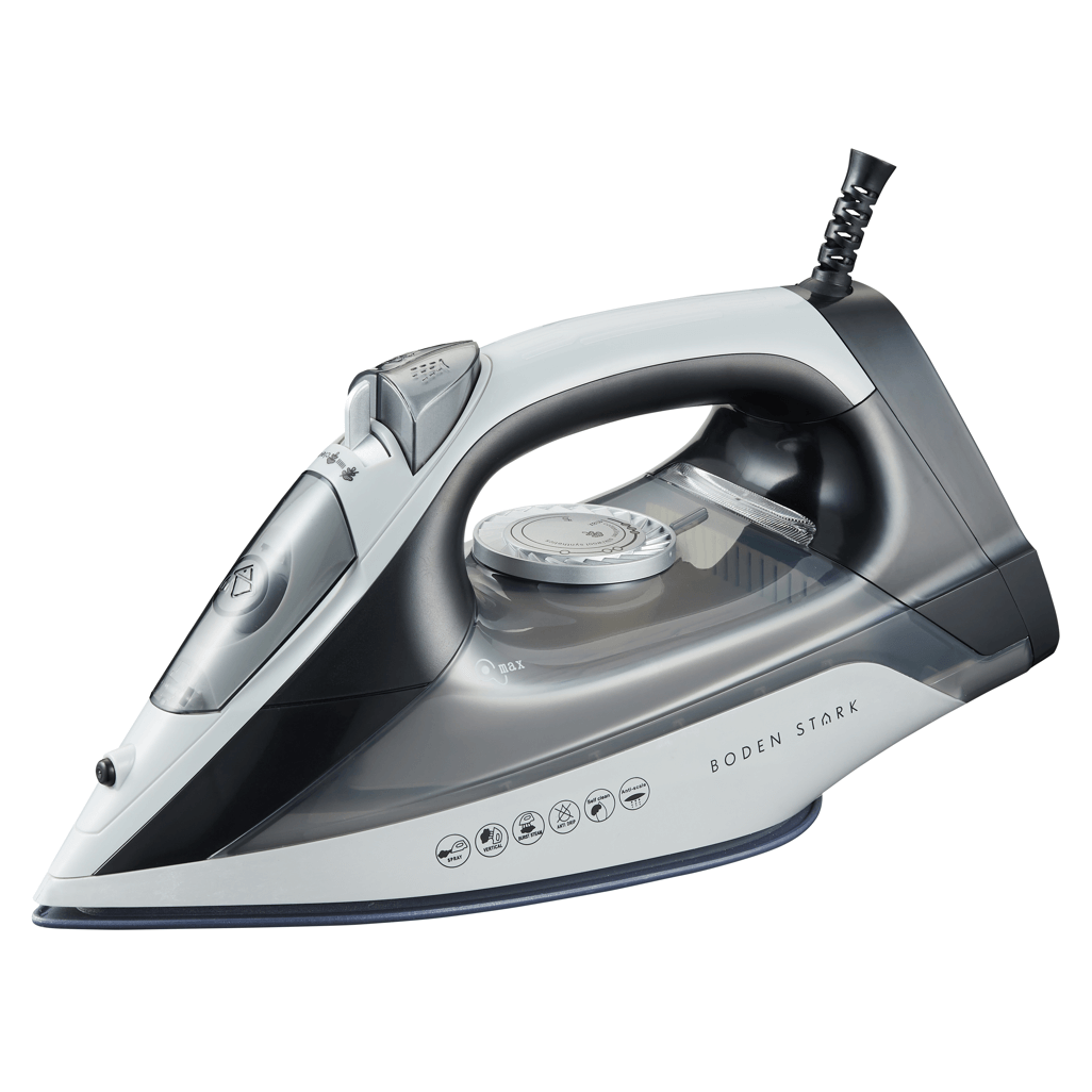 Boden Stark 2200W Ceramic Steam Iron with modern design and steam settings for efficient clothing care.