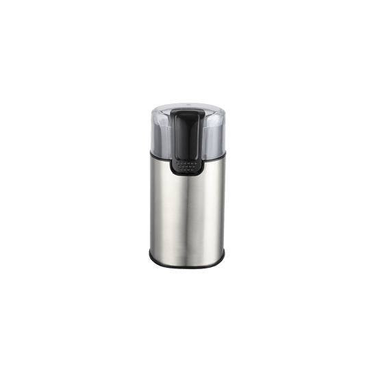 Boden Stark Coffee and Spice Grinder in stainless steel with transparent lid, perfect for grinding fresh coffee and spices.