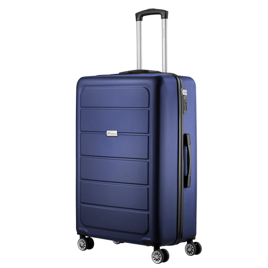 Travelwize Maple ABS 75cm spinner luggage in navy color, featuring 4 wheels for easy maneuverability.