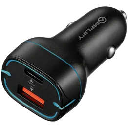 Amplify Volto Series Dual Car Charger 32W (Type-C + USB) - Black