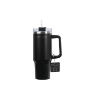 Boden Stark 1200ml black travel mug with a handle and lid, ideal for on-the-go beverages.