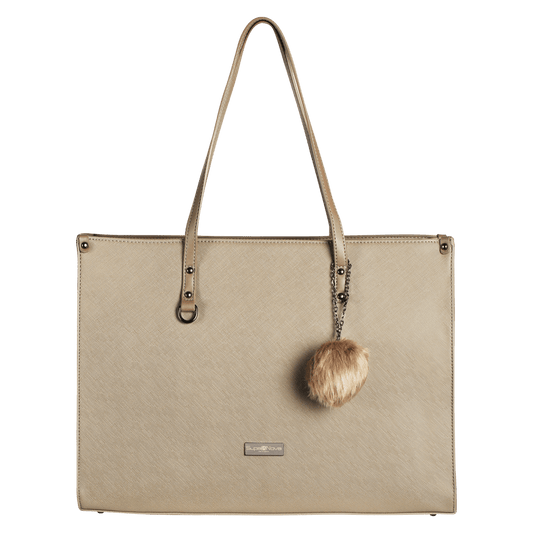 Supanova Pompom Ladies Laptop Bag Taupe