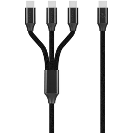 Volkano Weave Series 100w 3-in-1 Charge Cable (3 x Type C) - Black