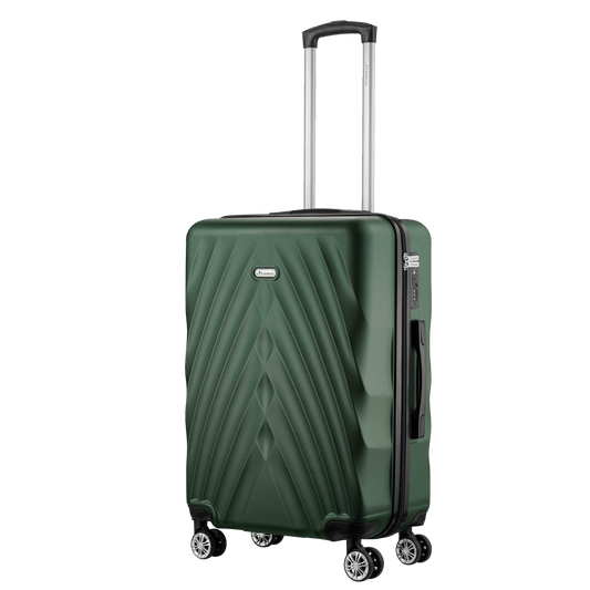 Travelwize Terra ABS 67cm green 4-wheels spinner luggage with sleek design and durable construction.