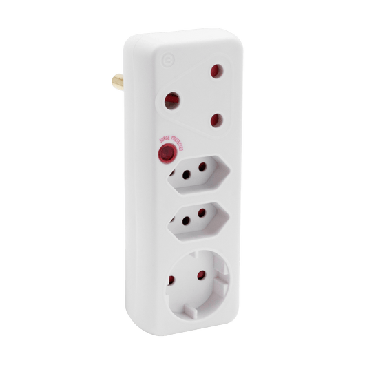 Ellies 4 Way Medium Surge adaptor with Schuko - White