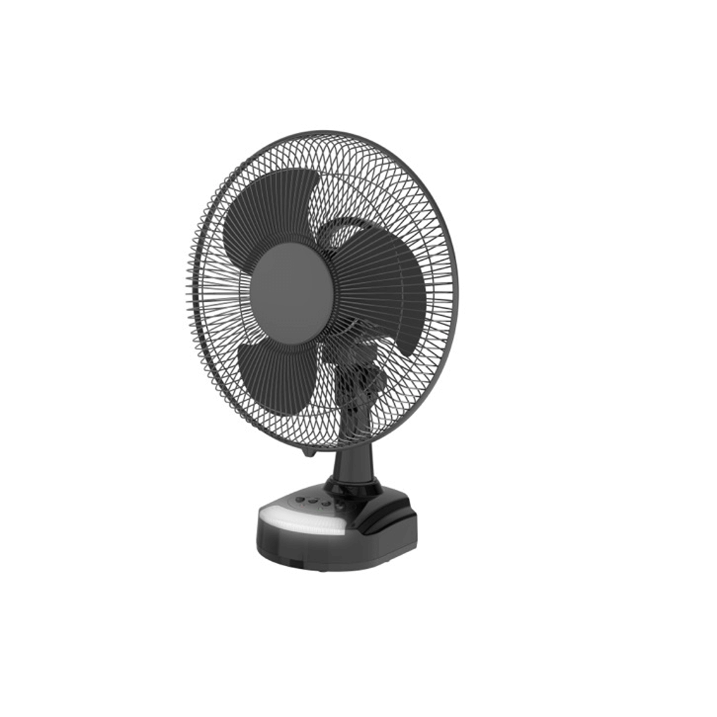 ELEKTRA EVERLAST 12 inch desk fan showcasing its sleek design and powerful performance for optimal airflow.
