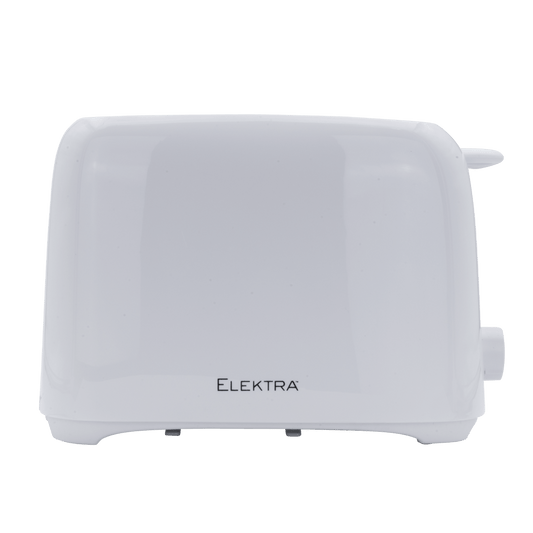 ELEKTRA Basic 700W 2 Slice Toaster in white with sleek design for customizable browning control.