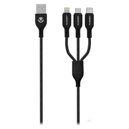 Volkano On-The-Go 3-in-1 1m Braided Cable - Black