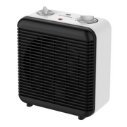Elektra Square Fan Heater with adjustable thermostat and two heat settings for cozy warmth.