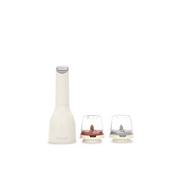 FINAMILL battery-operated grinder in soft cream with two interchangeable containers for grinding spices.