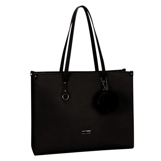 Supanova Pompom Ladies Laptop Bag Blk