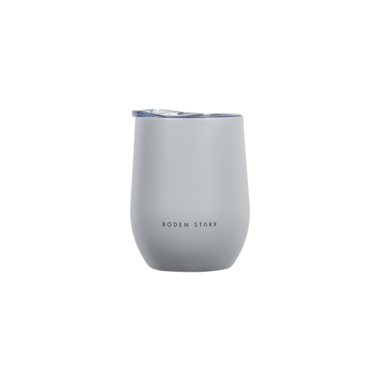Boden Stark 350ml Grey Tumbler with lid, perfect for beverages on the go.