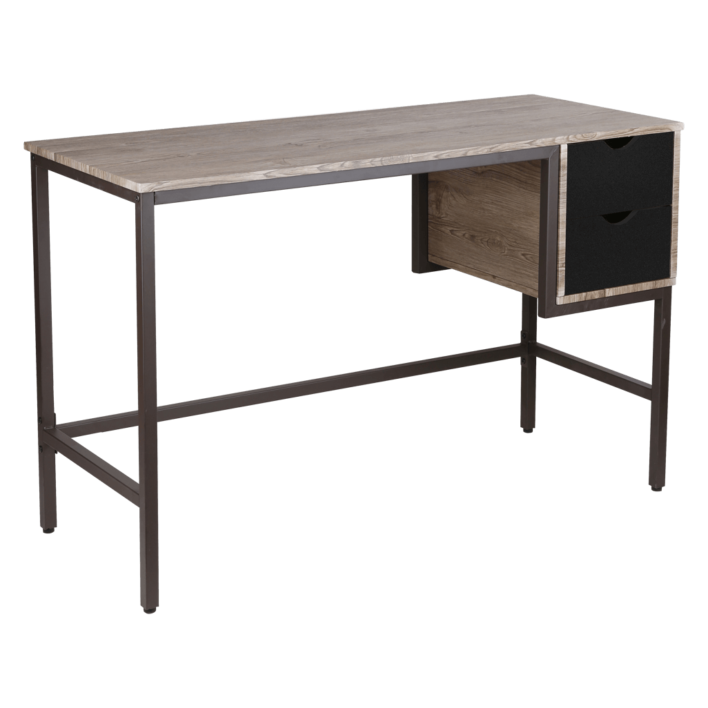 Everfurn Rampart Office Desk with Two Drawers, Powder Coated Steel, Adjustable Feet