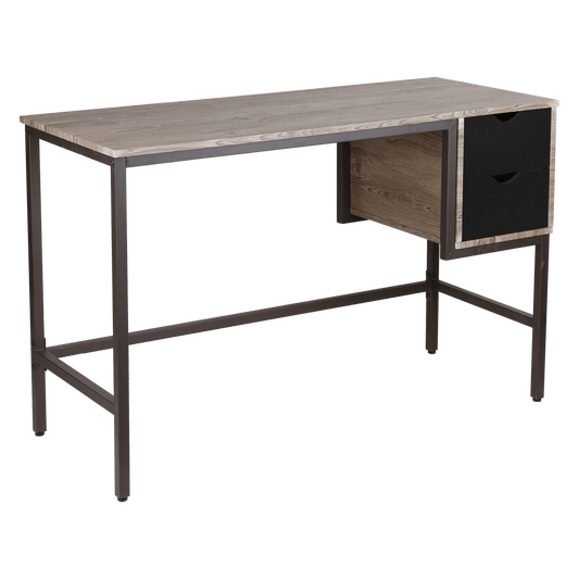 Everfurn Rampart Office Desk with Two Drawers, Powder Coated Steel, Adjustable Feet
