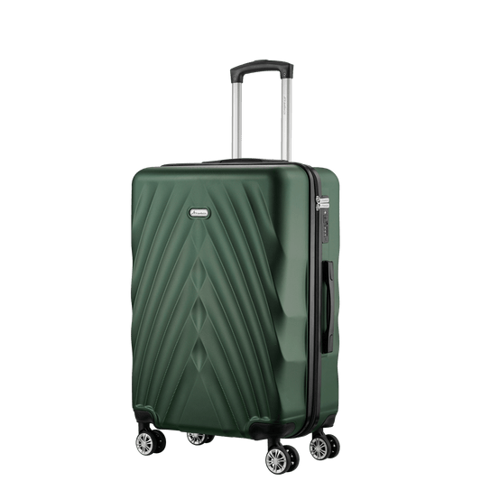 Travelwize Terra ABS 77cm 4-wheels spinner luggage in green with modern design and smooth-rolling wheels.