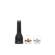 FINAMILL battery-operated grinder in Midnight Black with two interchangeable grinding cups.