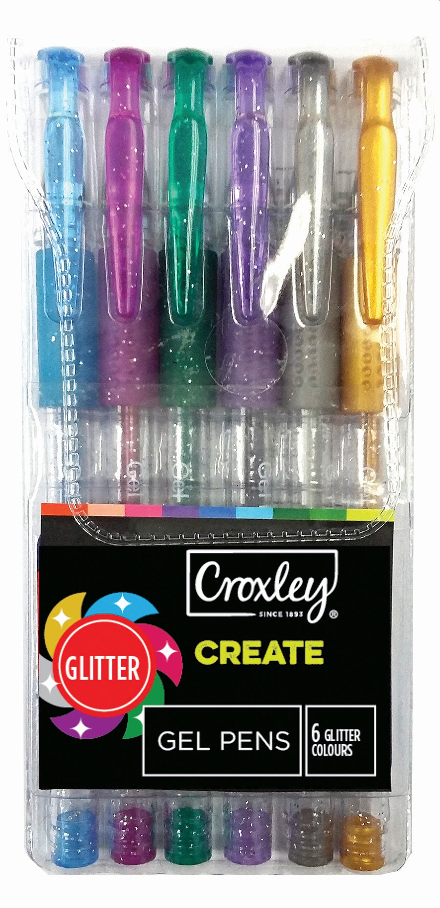 CROXLEY CREATE Pastel Gel Pens Wallet of 6 Assorted Colours