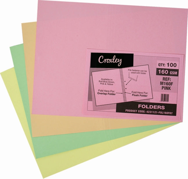 CROXLEY M160F Pink Manilla Folder - 348 x 228 160GSM (Pack of 100)