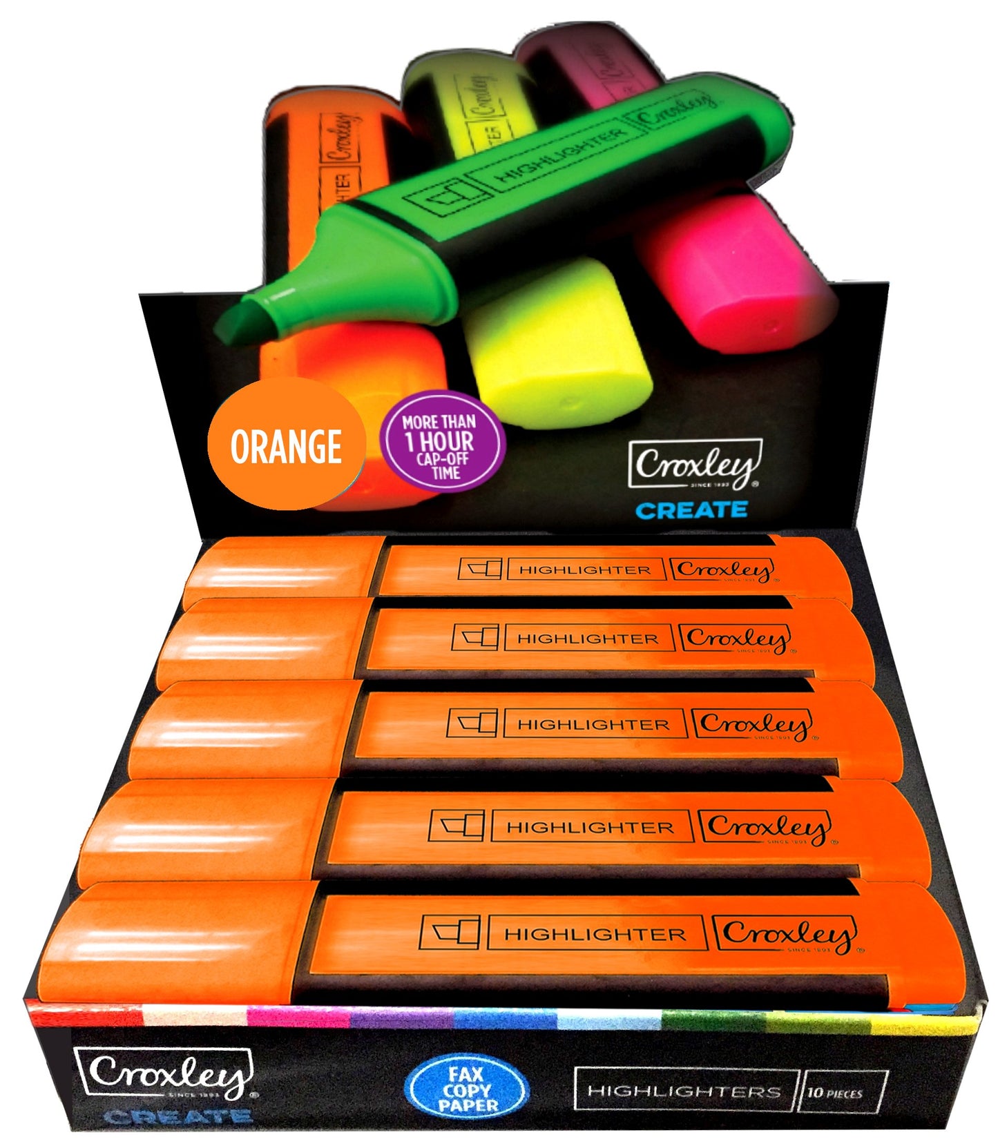 CROXLEY CREATE Orange Highlighters Box of 10