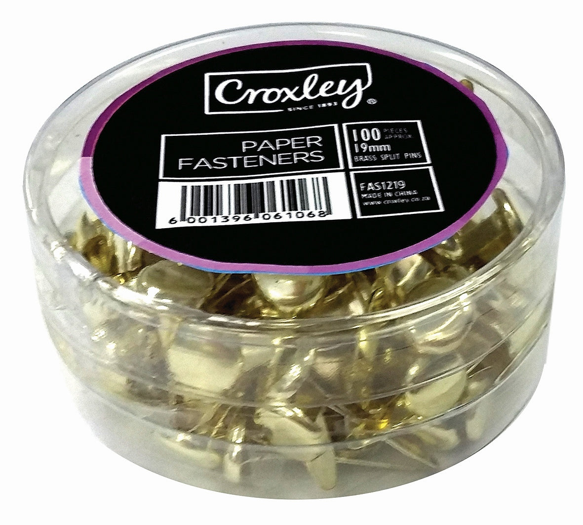CROXLEY 19mm Paper Fasteners Pack of 100's