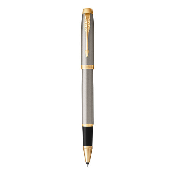 PARKER IM Rollerball Pen - Brushed Metal Gold Trim