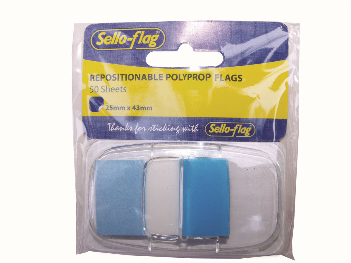 SELLO-FLAG Polypropylene Flags - 25x43mm - 50 Sheets (Blue)