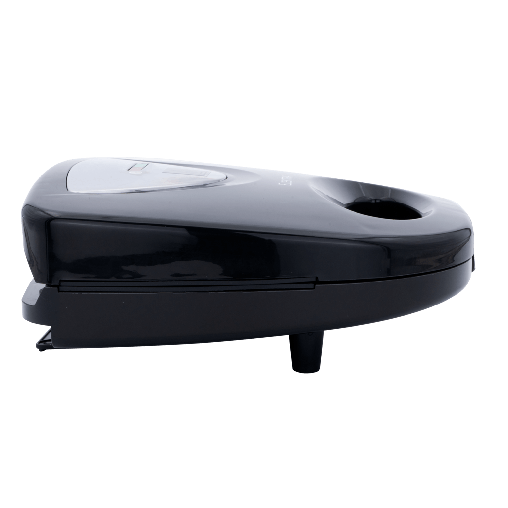 Side view of ELEKTRA 700W Sandwich Press in sleek black finish for perfect toasted sandwiches.