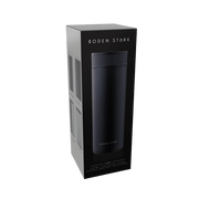 Boden Stark 650ml Travel Flask in Black packaging, showcasing its sleek design and high-quality construction.