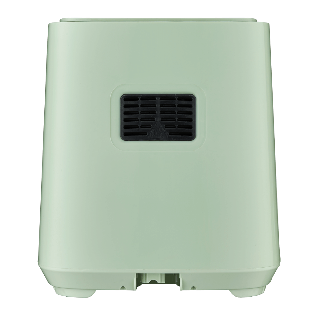 Boden Stark 5.0L Digital Air Fryer in green, showcasing its back view with ventilation system.