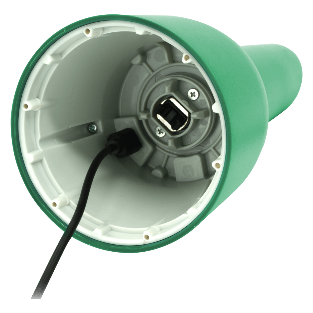 Inside view of the FINAMILL RECHARGEABLE grinder in Sage color, showcasing charging port and design.