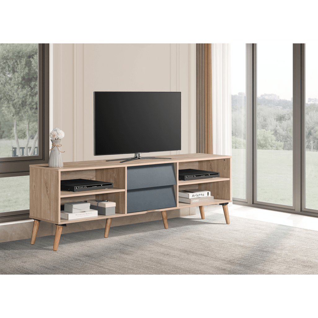 Everfurn Everest Tall TV Stand, 2 Drawers