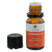 Zen Oil Citronella essential oil bottle, 10 ml, with a black cap, perfect for natural wellness and aromatherapy.