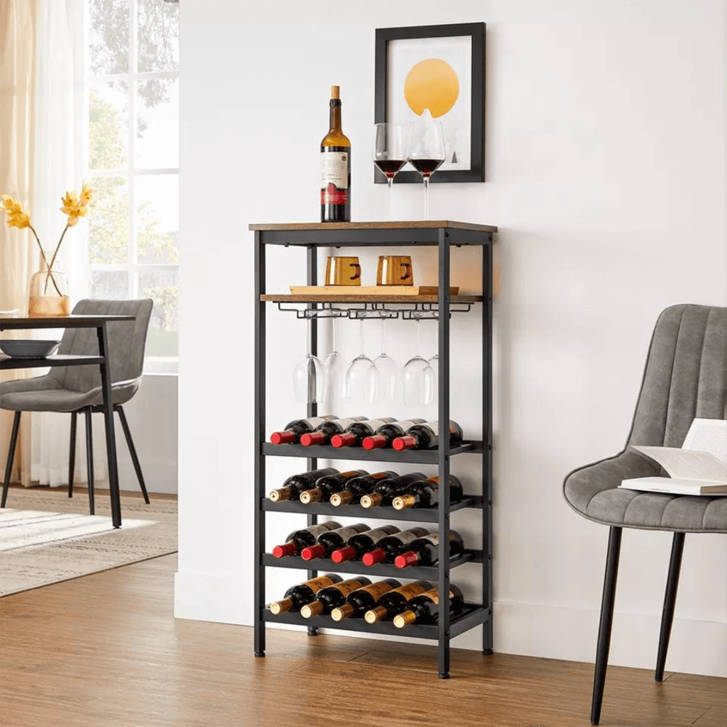 Everfurn Symphony Wine Rack, Steel Frame, Adjustable Feet
