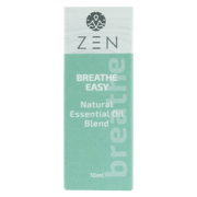 Zen Oil Breathe Easy natural essential oil blend 10ml packaging for soothing breathing.