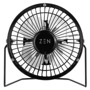 ZEN Cool series 4 inch mini desk fan in black with sleek design and powerful airflow.