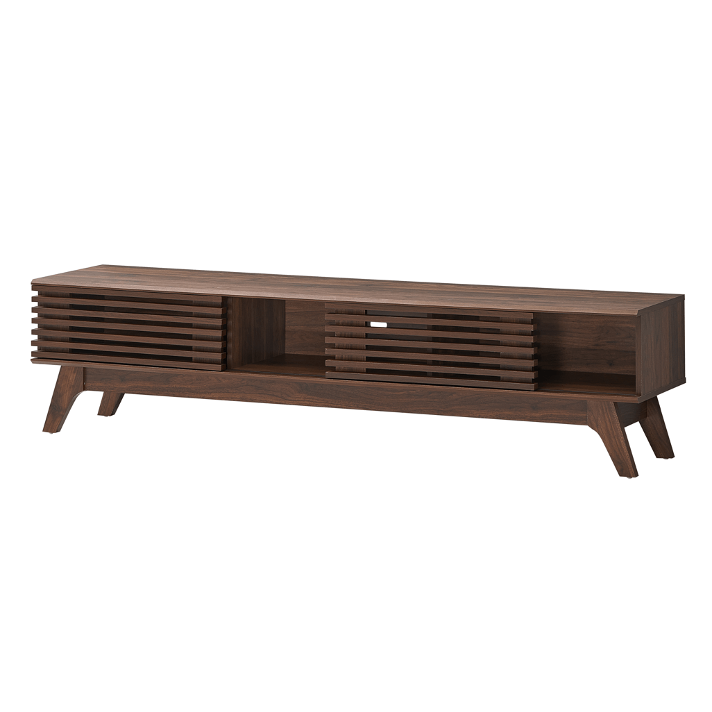 Everfurn Catalina Large TV Stand, High Pressure Laminate, Solid Wood Legs, With Storage