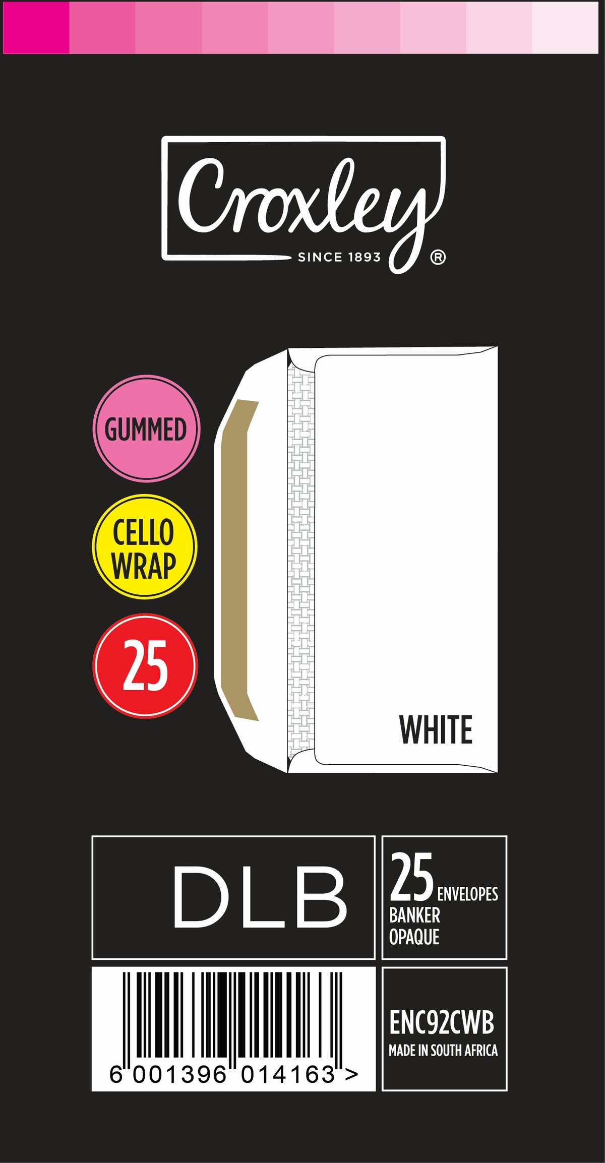 CROXLEY JD92CWBC DLB (Banker) White Gummed Envelopes - Cellowrapped 25's (Box of 20 Packets)