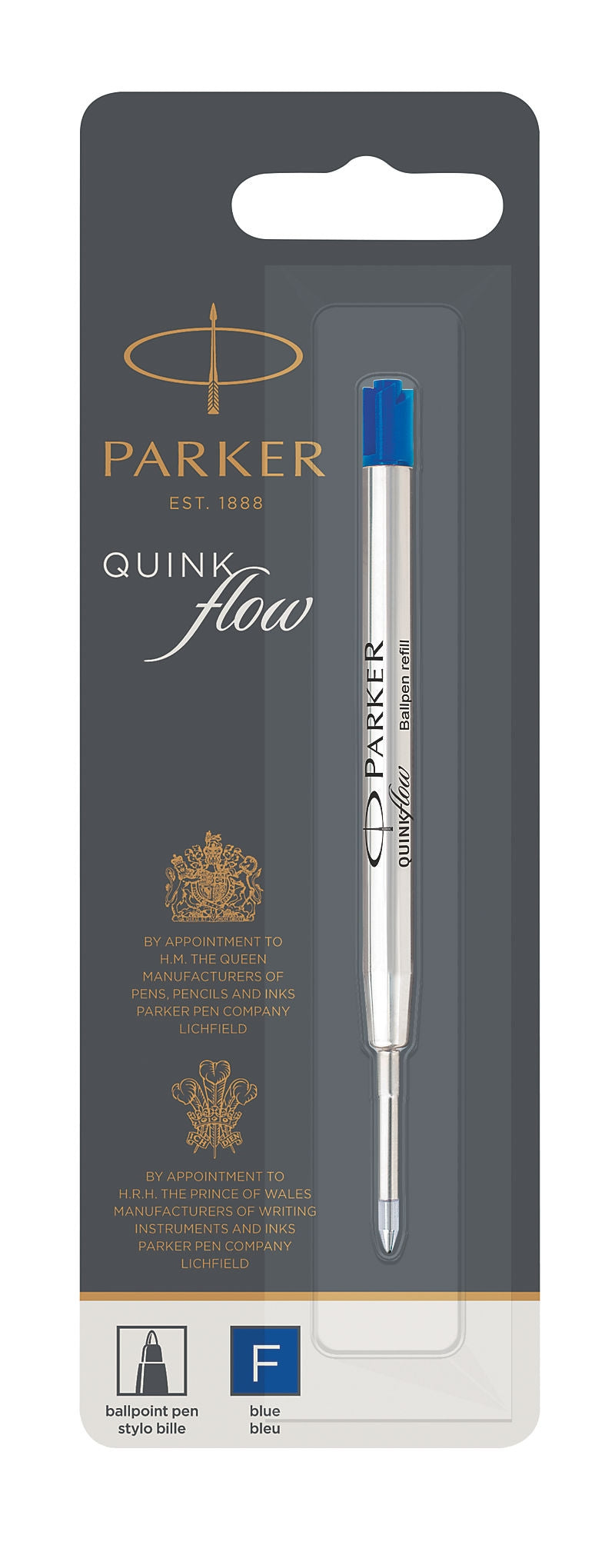PARKER Quinkflow Ballpoint Pen Refill Fine Nib - Blue