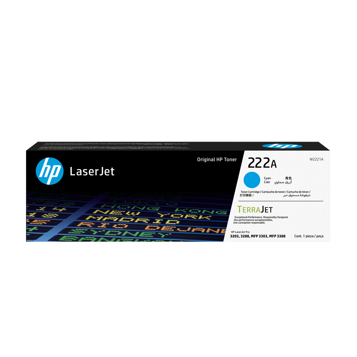 HP 222a Original Cyan Laserjet Toner Cartridge For HP Laserjet Pro 3203: 3288: Mfp 3303: Mfp 3388