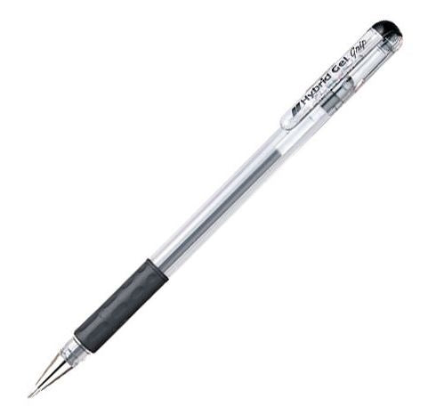 PENTEL 0.8mm Hybrid Gel Grip Rollerball Pen (Black) (Box of 12)