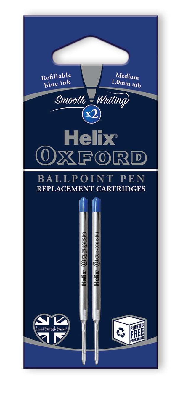 HELIX OXFORD Ballpen Refill Medium Blue 2's