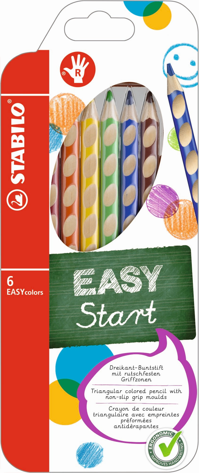 STABILO EASYcolors Ergonomic Rightt-Handers Colour Pencil Assted Box 6's