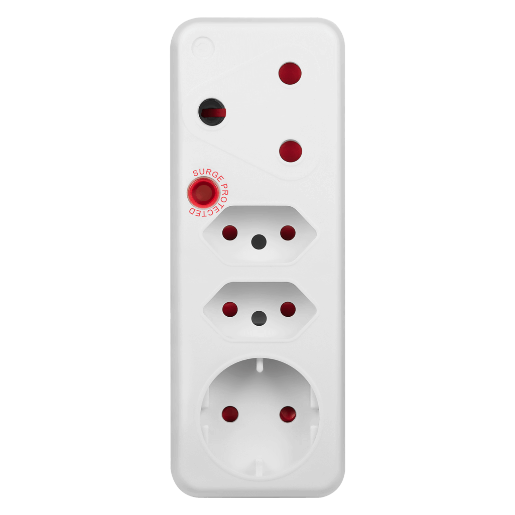 Ellies 4 Way Medium Surge adaptor with Schuko - White