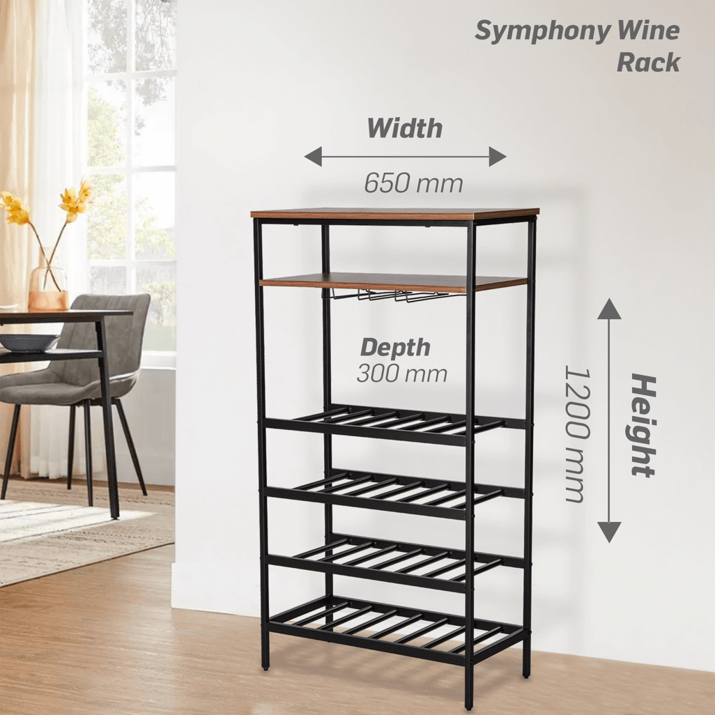 Everfurn Symphony Wine Rack, Steel Frame, Adjustable Feet