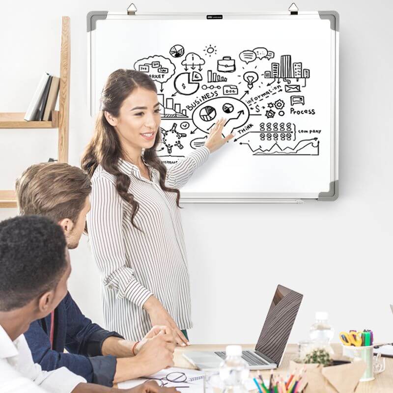 Hanging Magnetic Whiteboard 450x600mm w/ Aluminum Frame ABS corner