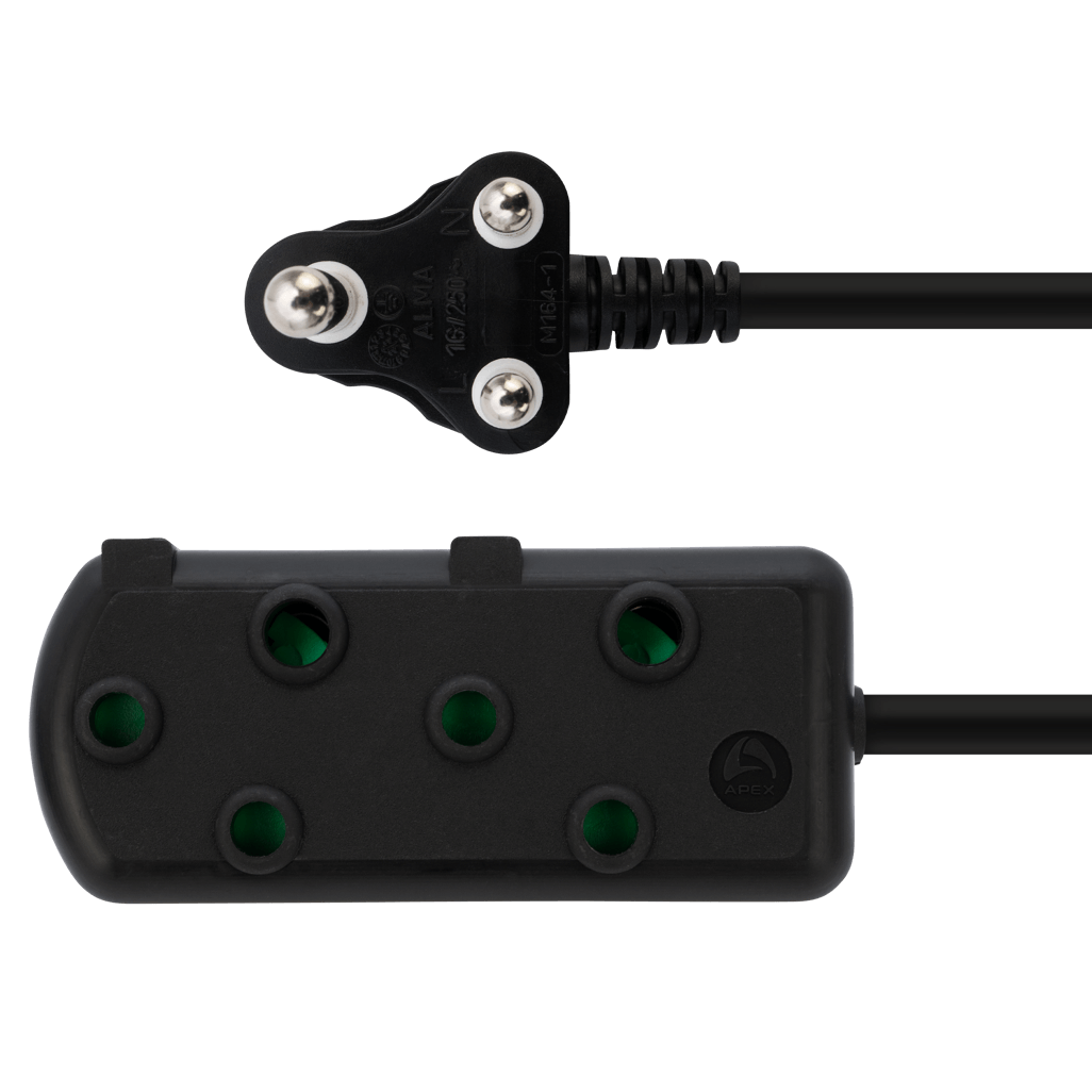 Ellies Side by Side Heavy Duty 20M Extension Lead with multiple sockets and black power cord.