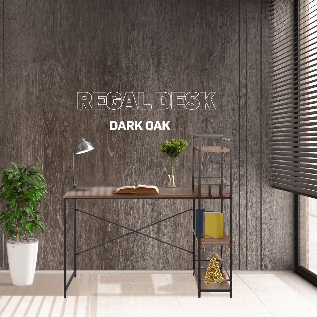 Everfurn Regal Desk Dark Oak