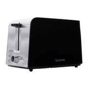Elektra 2 Slice Toaster in black with stainless steel accents and control buttons, perfect for even toasting.