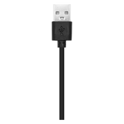 Black USB charging cable connector for electronic devices.