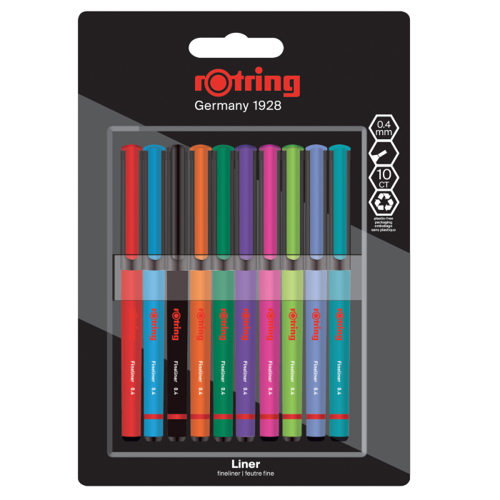 rOtring Fineliners 0.4mm - Pack of 10